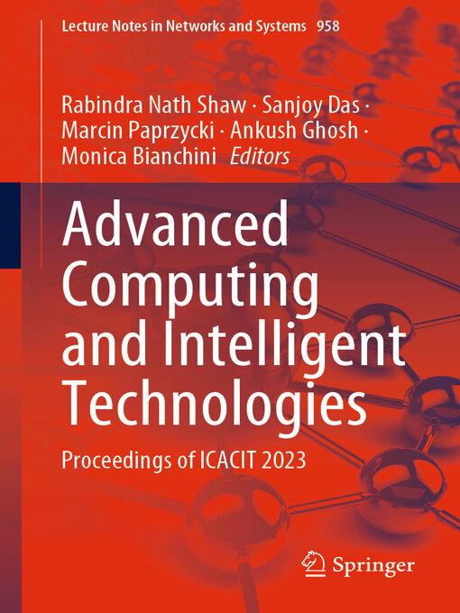 Title details for Advanced Computing and Intelligent Technologies by Rabindra Nath Shaw - Available